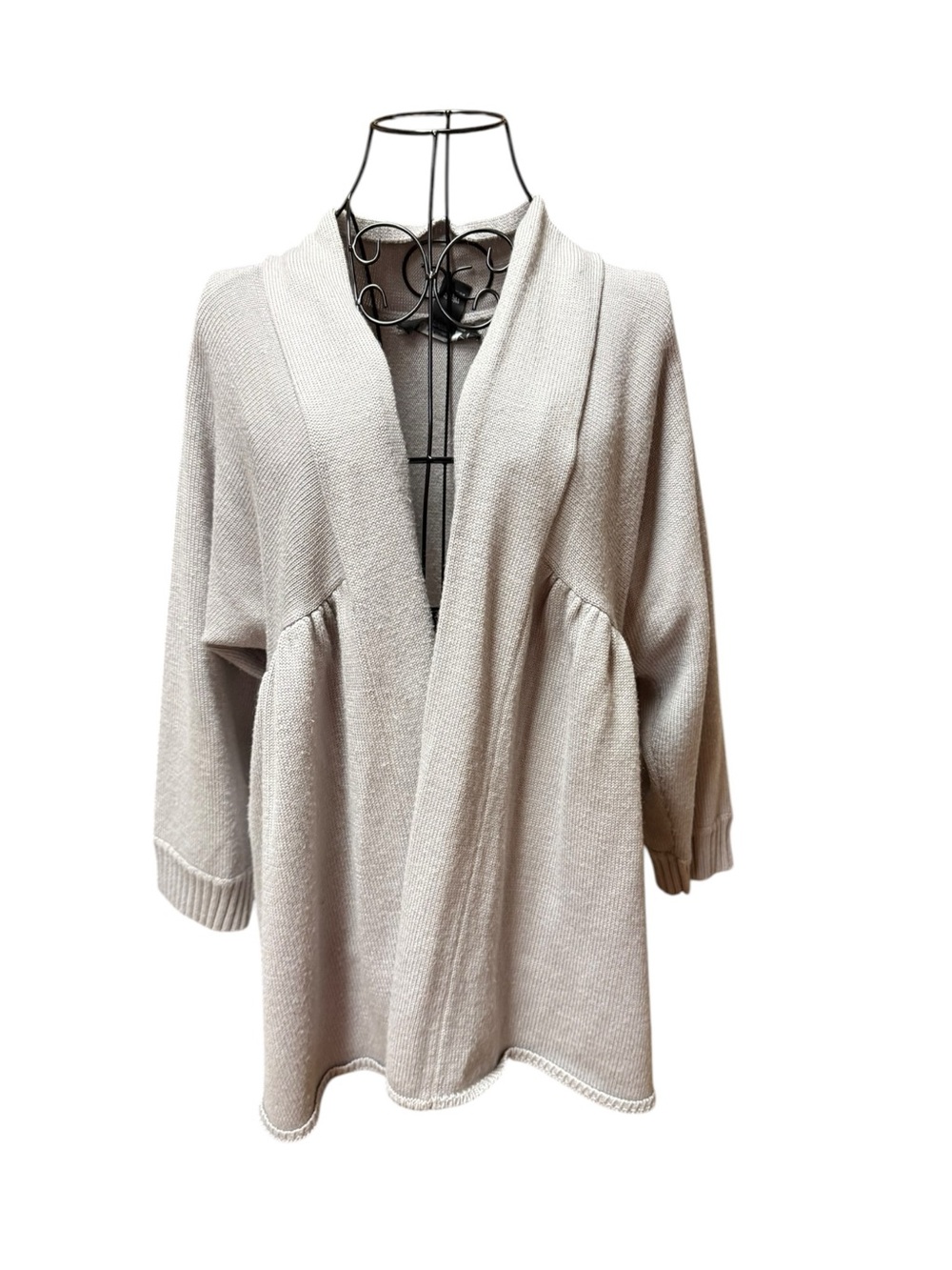 Nine West Light Gray Open-Front Shawl Collar Cardigan 2X